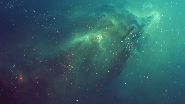 Large green blue space stars free wallpaper for desktop - medium preview image