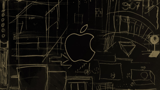 Apple blackboard drawing black background free wallpaper for desktop - medium preview image
