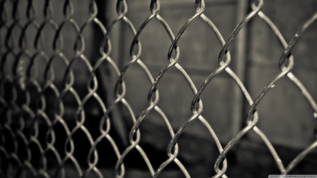 Chain link fence black white free wallpaper for desktop - medium preview image