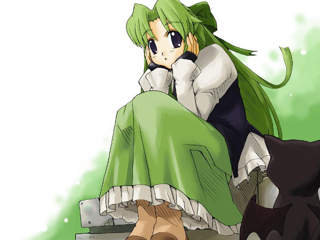 Woman green dress black cat #2 free wallpaper for desktop - medium preview image