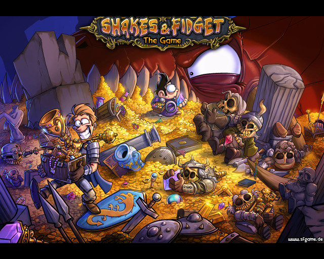 Cartoon people room gold pile free wallpaper for desktop - medium preview image