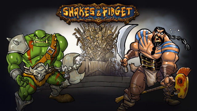 Cartoon men fighting giant iron free wallpaper for desktop - medium preview image