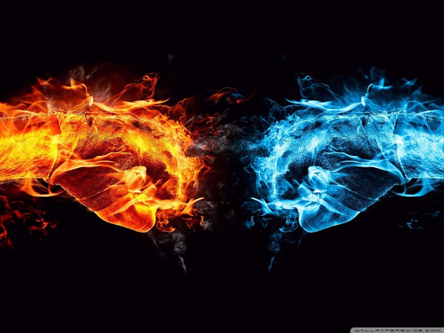Fire ice flames black background free wallpaper for desktop - medium preview image