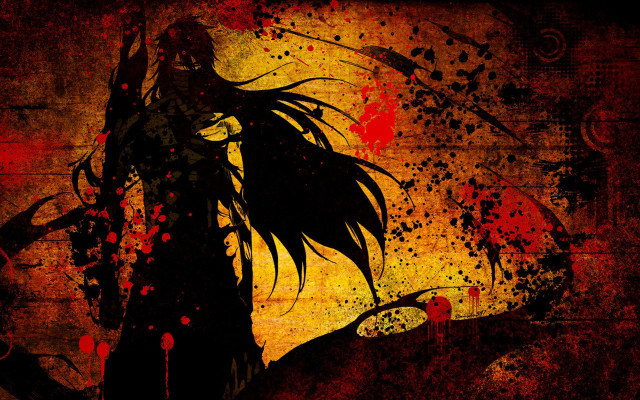 Gothic anime woman blood fire free wallpaper for desktop - medium preview image