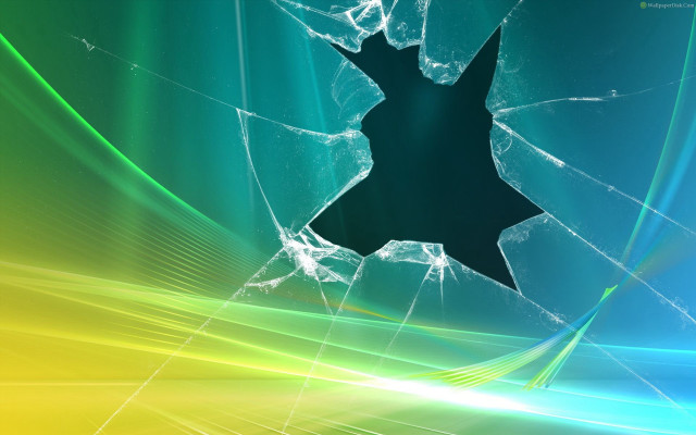 Broken glass window green yellow #2 free wallpaper for desktop - medium preview image