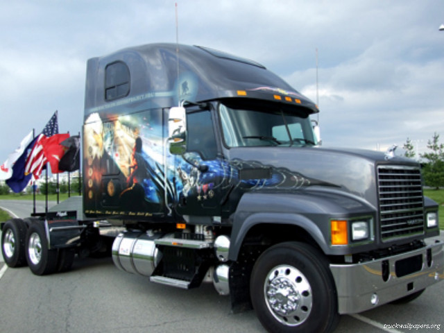 Semi truck man painting space free wallpaper for desktop - medium preview image