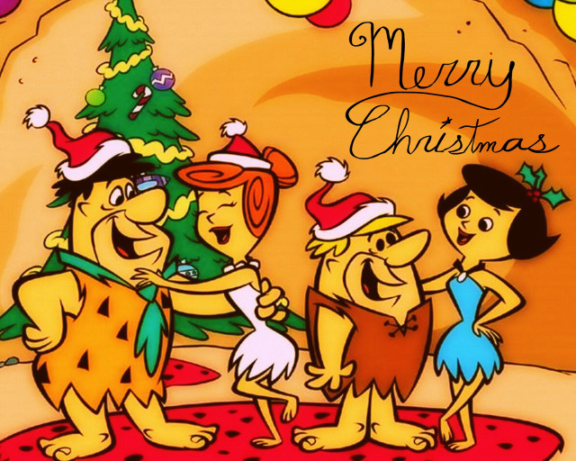 Cartoon christmas tree group people free wallpaper for desktop - medium preview image
