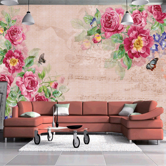 Living room floral mural couch free wallpaper for tablet - medium preview image