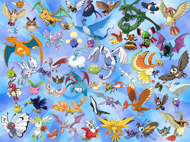 Pokemon collection blue background white free wallpaper for desktop - medium preview image