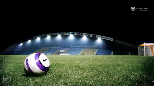 Soccer ball green field night free wallpaper for desktop - medium preview image