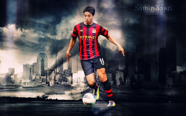 Man soccer kicking city skyline #2 free wallpaper for desktop - medium preview image