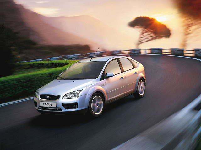 Silver car road forest sunset free wallpaper for desktop - medium preview image