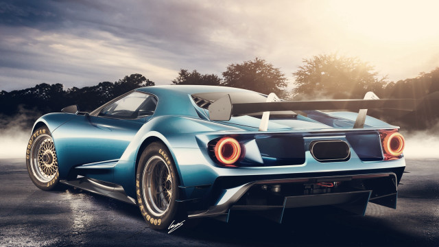 Blue sports car wingtip road free wallpaper for desktop - medium preview image