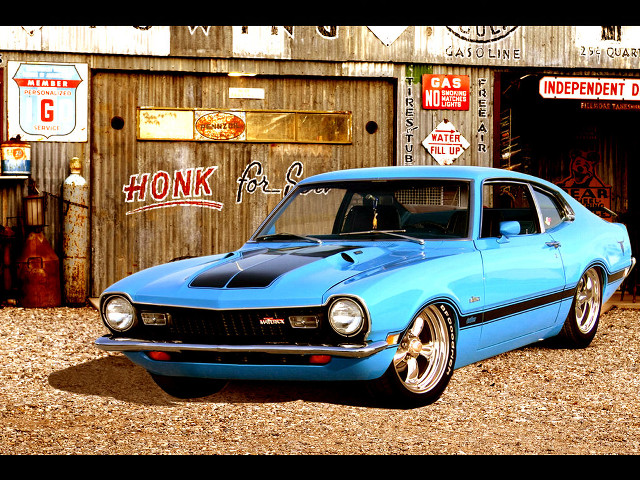 Blue car parked building sign #3 free wallpaper for desktop - medium preview image