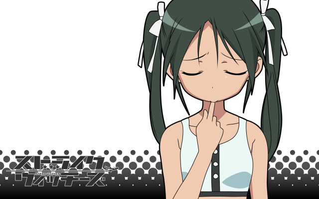 Green haired girl praying checkered free wallpaper for desktop - medium preview image
