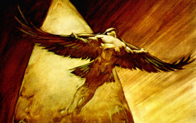 Man bird painting large wings free wallpaper for desktop - medium preview image