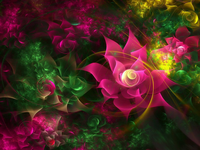 Psychedelic flower fractals glowing plant free wallpaper for desktop - medium preview image
