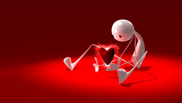 Person sitting heart red background free wallpaper for desktop - medium preview image