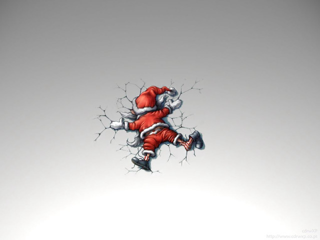 Santa claus breaking through wall free wallpaper for desktop - medium preview image