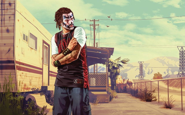 Man clown face building street free wallpaper for desktop - medium preview image