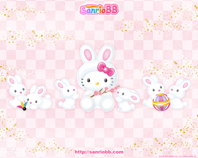 Hello kitty bunnies bunny egg free wallpaper for desktop - medium preview image