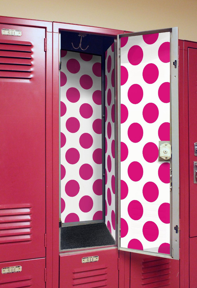 Pink white polka dot locker free wallpaper for mobile - medium preview image