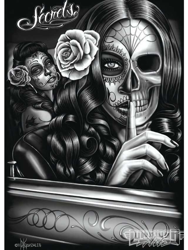 Woman skeleton face rose forehead free wallpaper for mobile - medium preview image