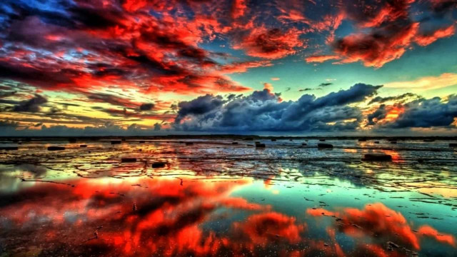 Colorful sky clouds reflection water #4 free wallpaper for desktop - medium preview image