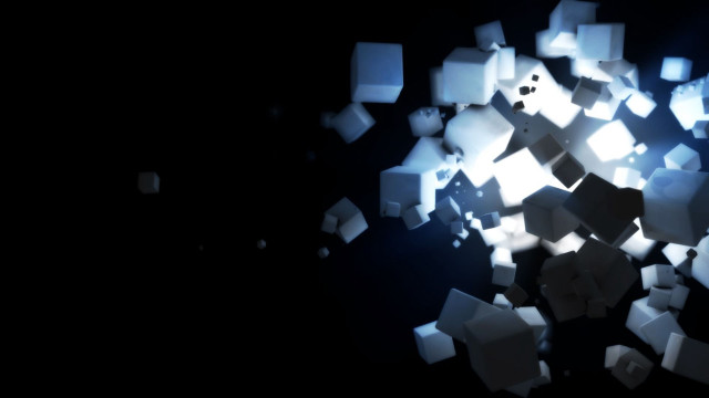 Flying cubes dark room light free wallpaper for desktop - medium preview image