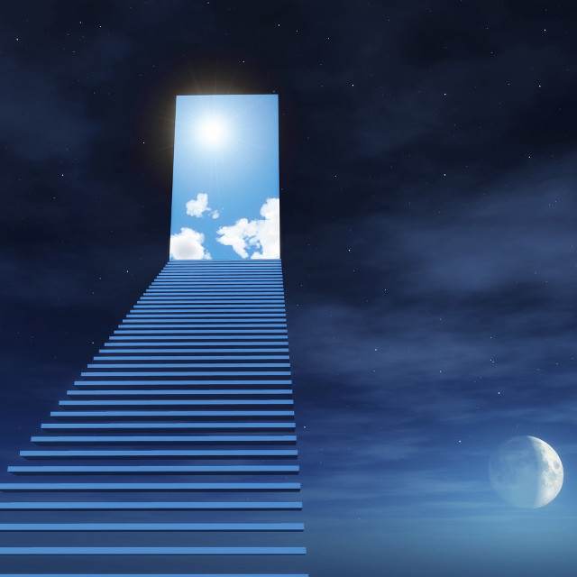 Stairway bright light moon astronaut free wallpaper for tablet - medium preview image