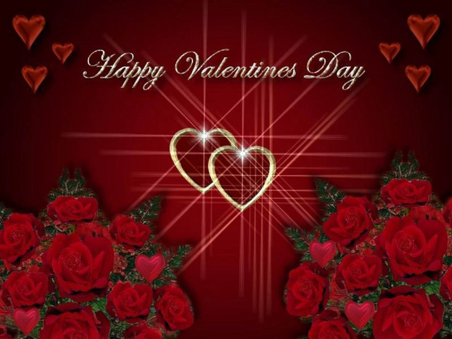 Valentines day card hearts roses free wallpaper for desktop - medium preview image