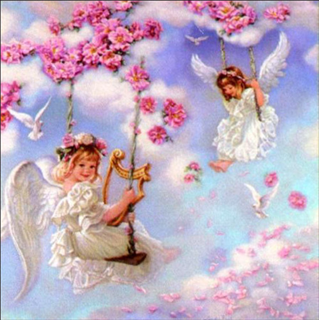 Angels swinging in sky with free wallpaper for tablet - medium preview image
