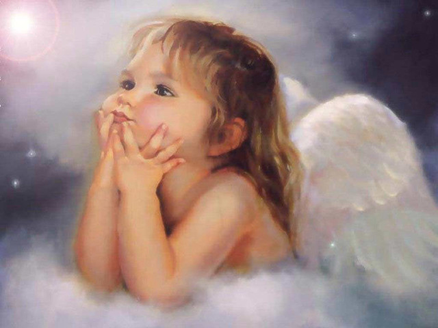 Little girl angel wings cloud free wallpaper for desktop - medium preview image