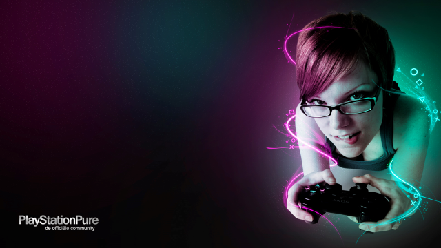 Woman game controller neon lights free wallpaper for desktop - medium preview image