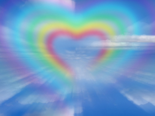 Heart shaped object clouds rainbow free wallpaper for desktop - medium preview image