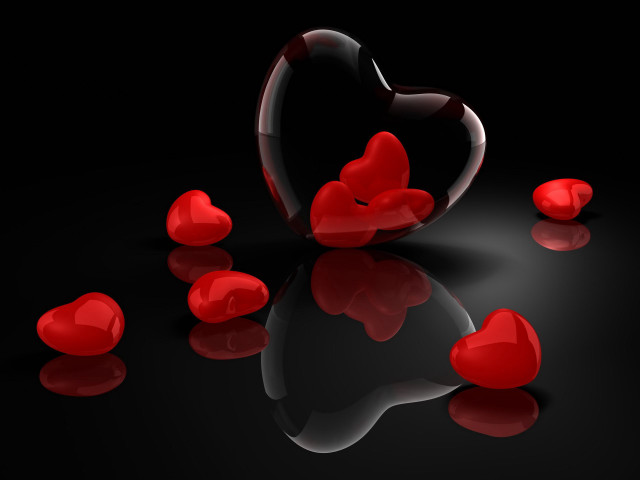Heart reflections romantic love 3d free wallpaper for desktop - medium preview image