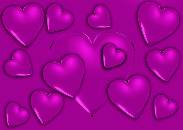 Pink hearts purple background black free wallpaper for desktop - medium preview image