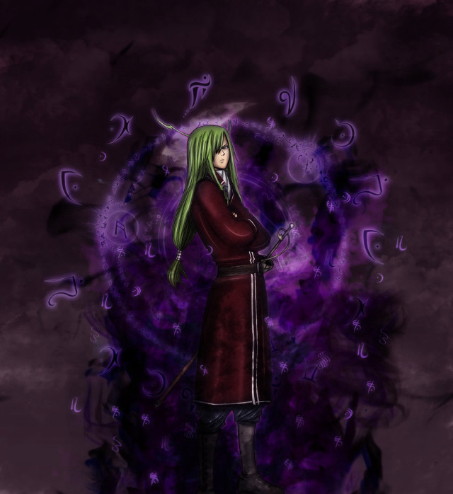 Woman green hair purple background free wallpaper for tablet - medium preview image