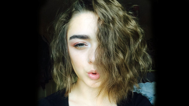 Weird woman wind blowing hair free wallpaper for desktop - medium preview image