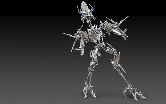 Robot standing gray surface gun free wallpaper for desktop - medium preview image