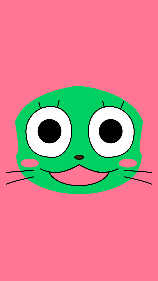 Green cat big eyes pink free wallpaper for mobile - medium preview image