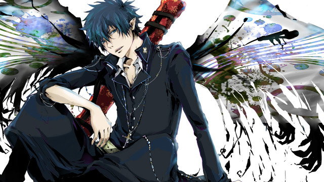 Blue hair man black hair free wallpaper for desktop - medium preview image