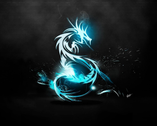 Blue dragon black background light free wallpaper for desktop - medium preview image