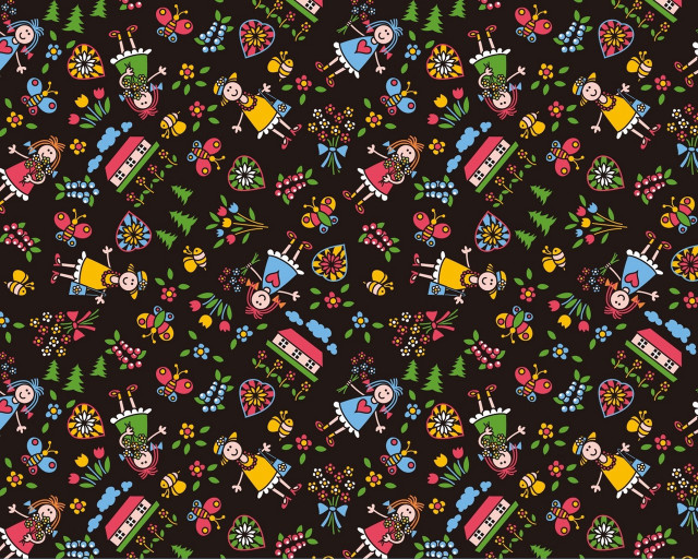 Colorful pattern people trees side free wallpaper for desktop - medium preview image
