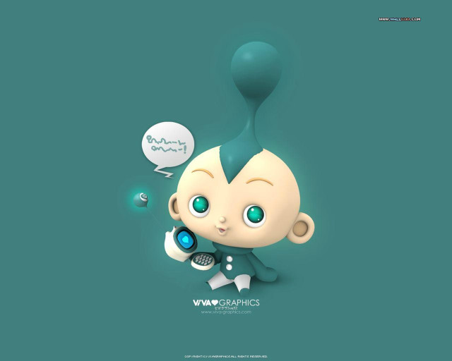 Cartoon character cell phone balloon free wallpaper for desktop - medium preview image