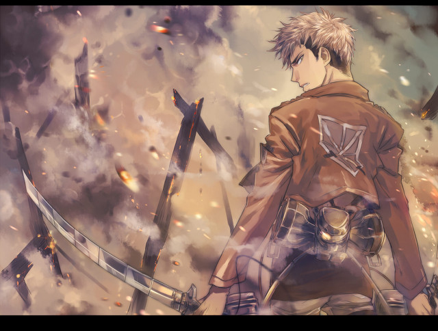 Man brown jacket sword planes free wallpaper for desktop - medium preview image
