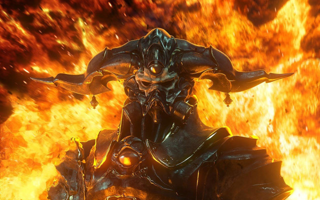 Demonic creature motorcycle fire background free wallpaper for desktop - medium preview image