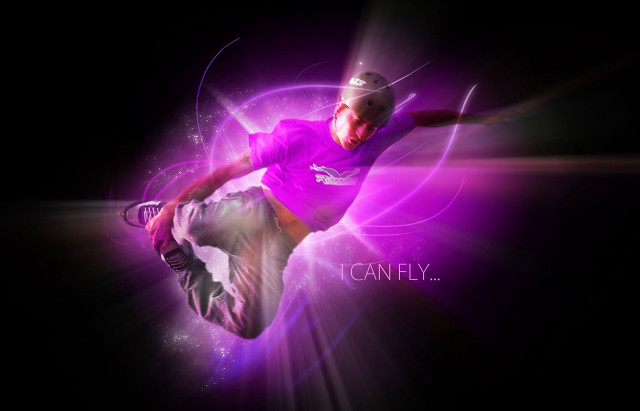 Skateboard trick air purple light free wallpaper for desktop - medium preview image