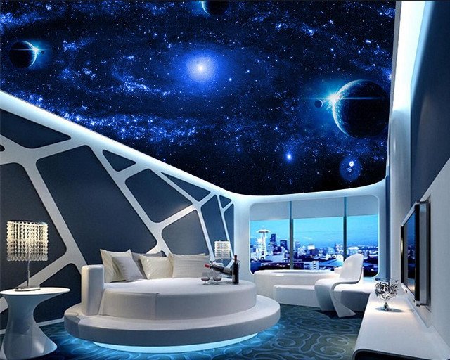 Bedroom large bed sky stars free wallpaper for desktop - medium preview image