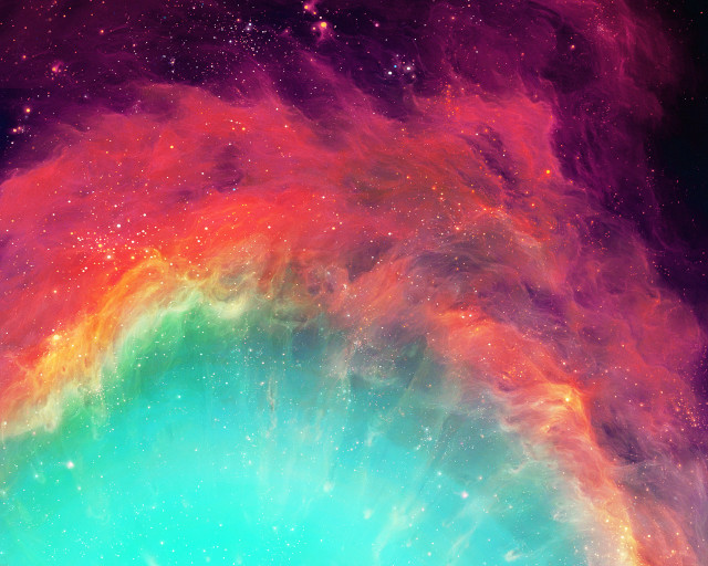 Colorful star filled sky rainbow free wallpaper for desktop - medium preview image